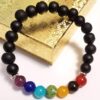 Black lava seven chakra stretchable bracelet