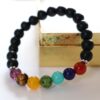 Black lava seven chakra stretchable bracelet