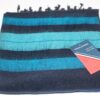 Himalayan Yak Wool Winter Shawl Wrap - Blue Black stripe