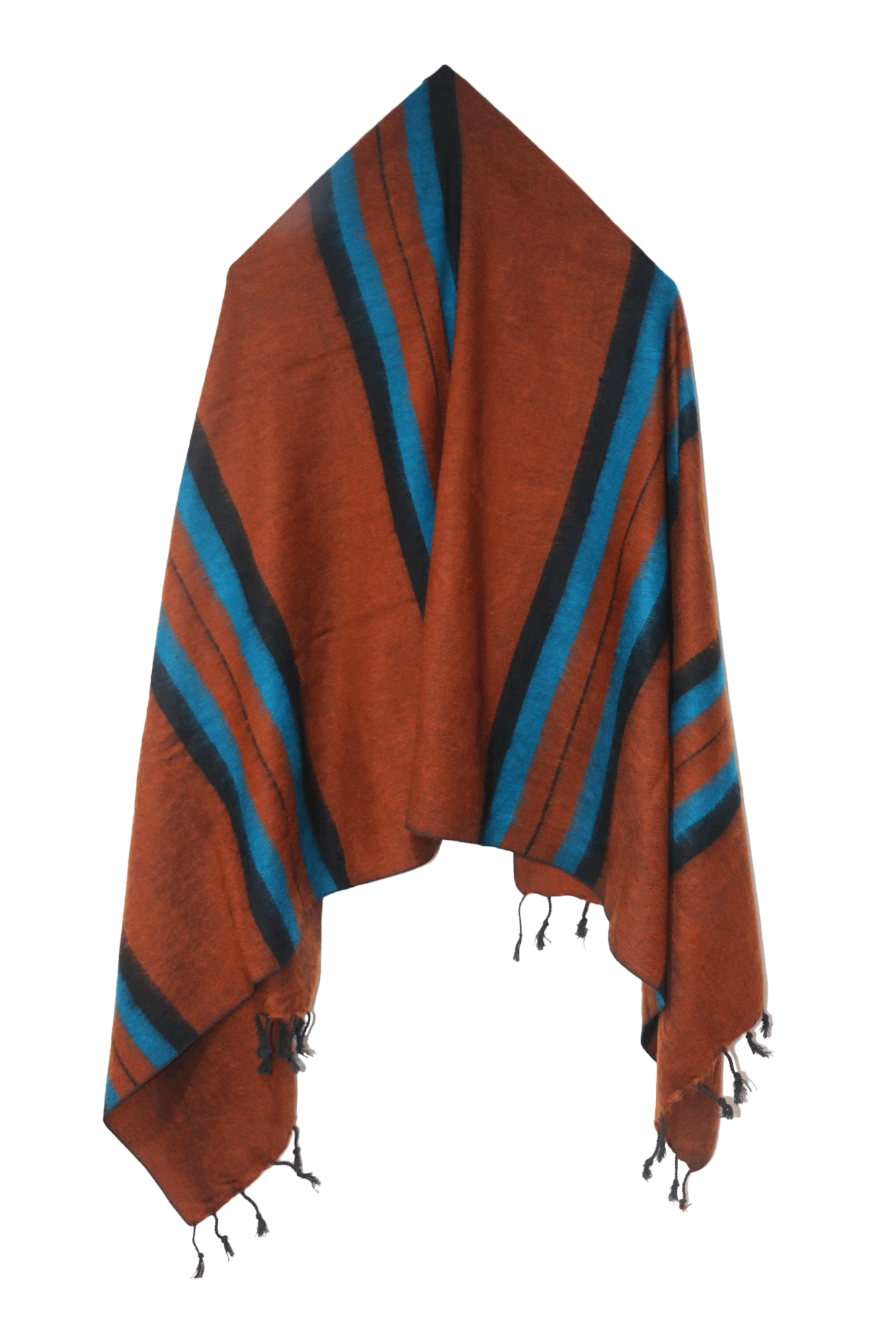 Himalayan Yak Wool Winter Shawl - Orange Stripe