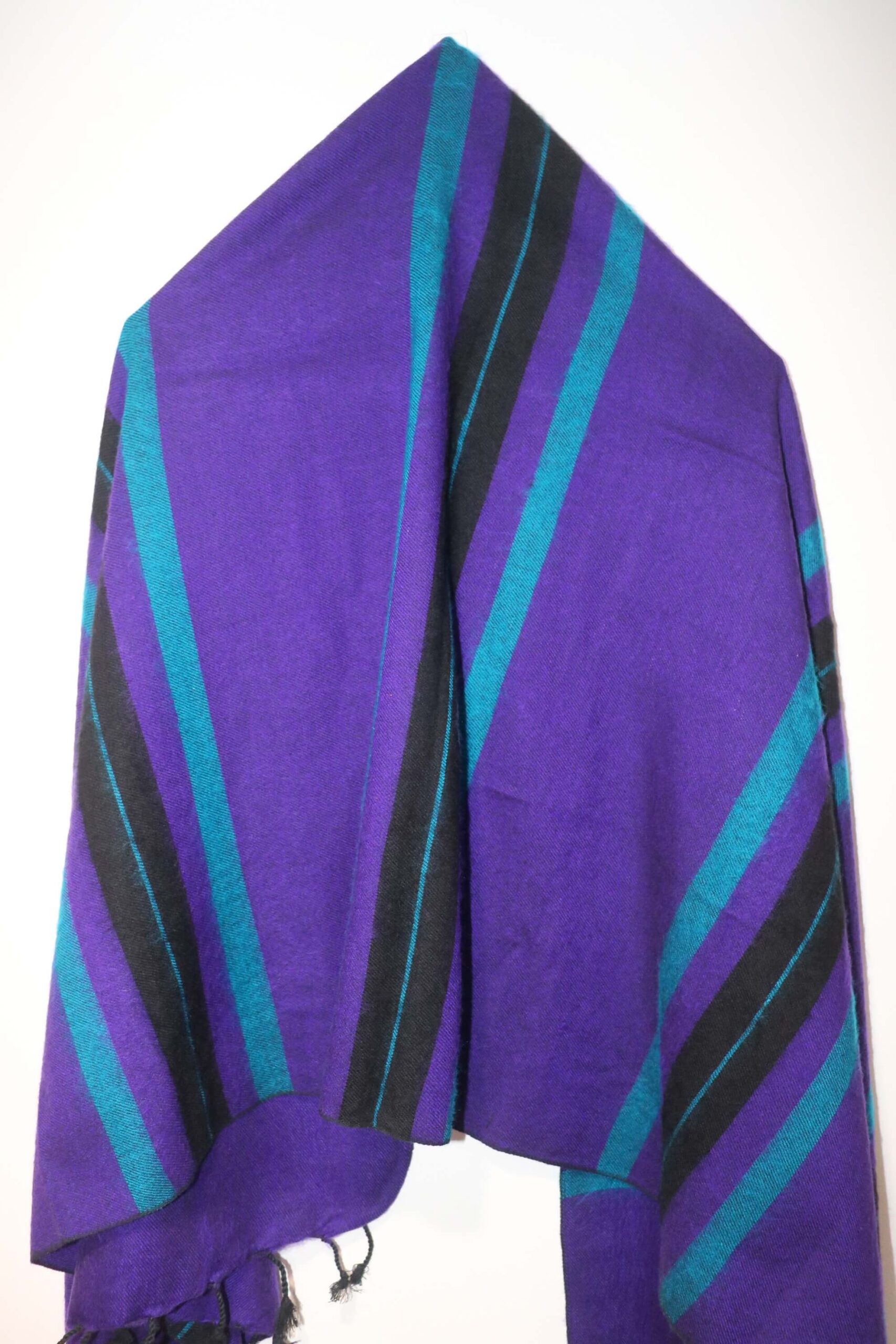 Himalayan Yak Wool Winter Shawl - Purple Stripe