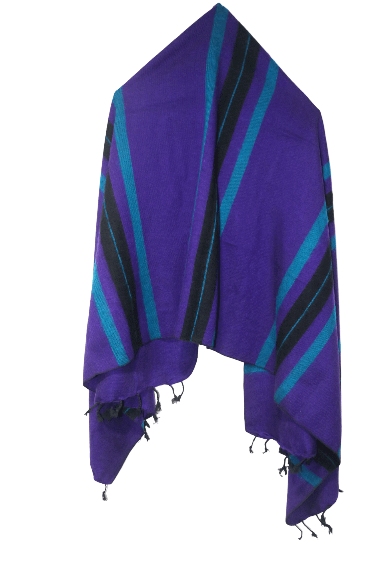 Himalayan Yak Wool Winter Shawl - Purple Stripe