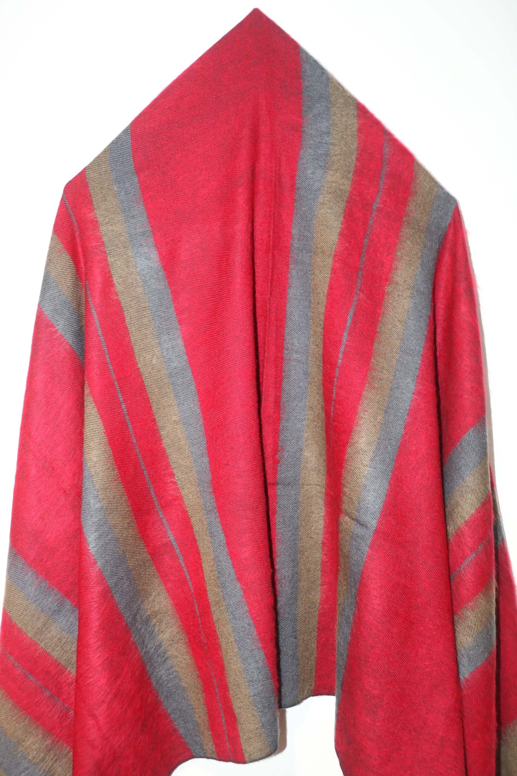 Himalayan Yak Wool Winter Shawl - Red Stripe