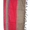 Himalayan Yak Wool Winter Shawl - Red Stripe