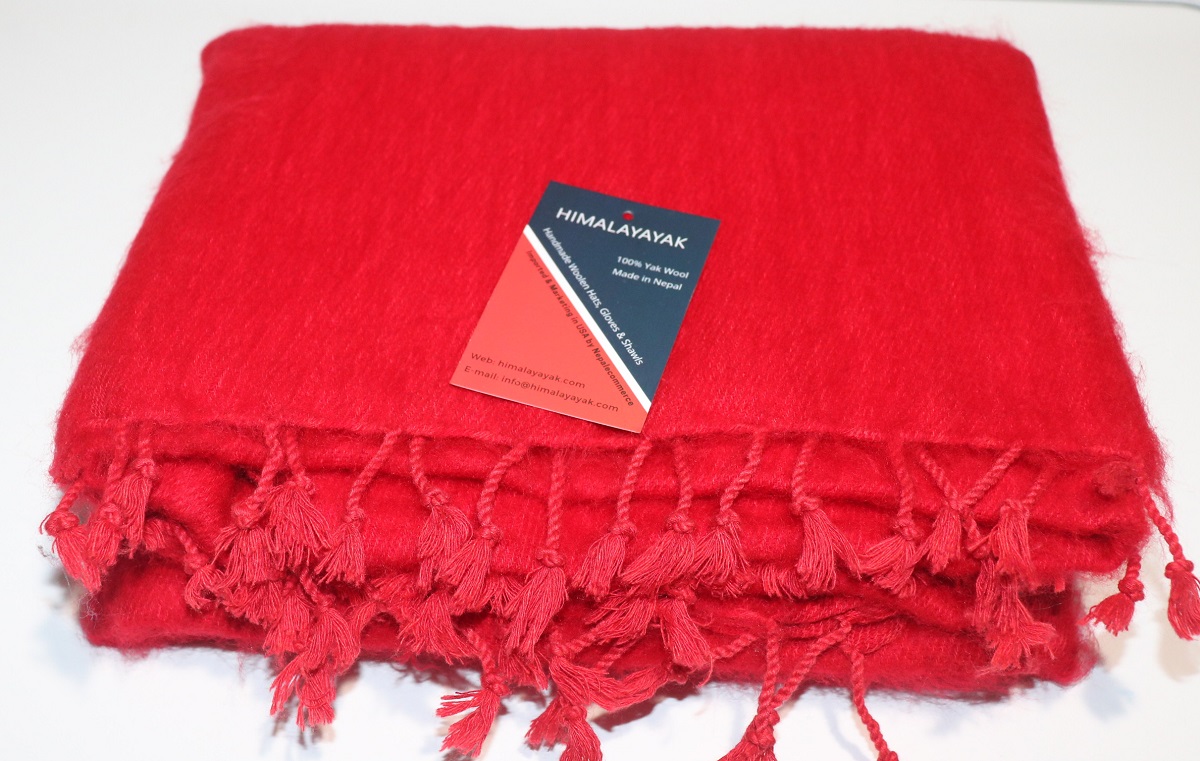 Himalayan Yak Wool Winter Shawl – Red