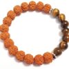 Rudraksha beads mala with tiger eyes stretch bracelet