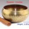 Himalayan singing bowl Golden brass set with wooden striker