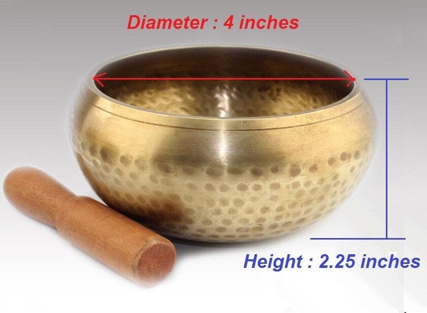 Himalayan singing bowl Golden brass set with wooden striker